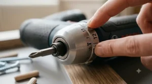 Close-up illustration of the adjustable torque settings dial on the best electric screwdriver for precision tasks.