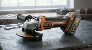 Heavy-duty 18V cordless angle grinder with a rechargeable lithium-ion battery pack