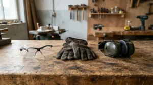 Personal protective equipment needed when using an angle grinder for rust removal work
