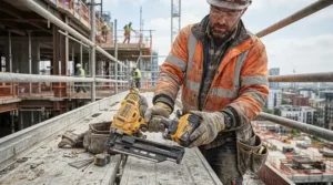 Checking battery runtime on site while using a cordless first fix nail gun