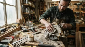 Maintenance and cleaning of an angle grinder for rust removal after garage use