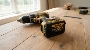 Demonstrating a value-for-money cordless nail gun for skirting boards that comes with a high-capacity battery included in the box