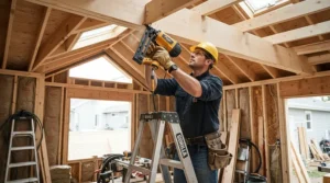 Fixing roof joists securely using a heavy-duty first fix nail gun