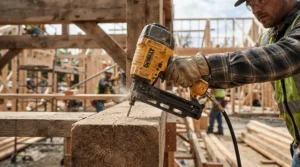 Heavy duty first fix nailers driving clipped head nails into structural timber components