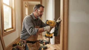 Fixing interior door architraves neatly using a cordless brad nailer