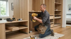 Building fitted bedroom wardrobes with the help of a cordless finish nailer