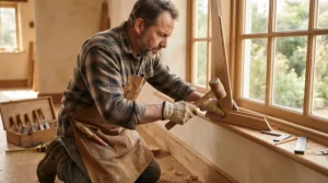 Securing internal window architraves and frames with a cordless finish nailer