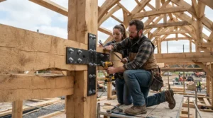 Heavy timber construction task highlighting a framing nailer vs first fix nailer choice