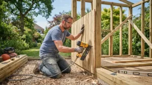 Choosing a framing nailer vs first fix nailer when building a garden shed in a British backyard