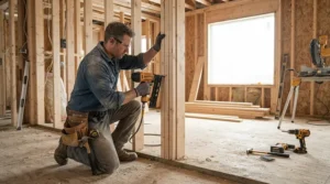 Building internal partitions to see the difference in a framing nailer vs first fix nailer project