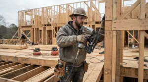 Comparison of framing nailer vs first fix nailer on a timber frame construction site in the UK