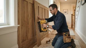 Fixing decorative wall panelling with efficient second fix nailers